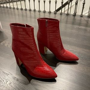 Sam Edelman Hilty Zip Up Ankle Boots, Red Crocodile Sz: 9